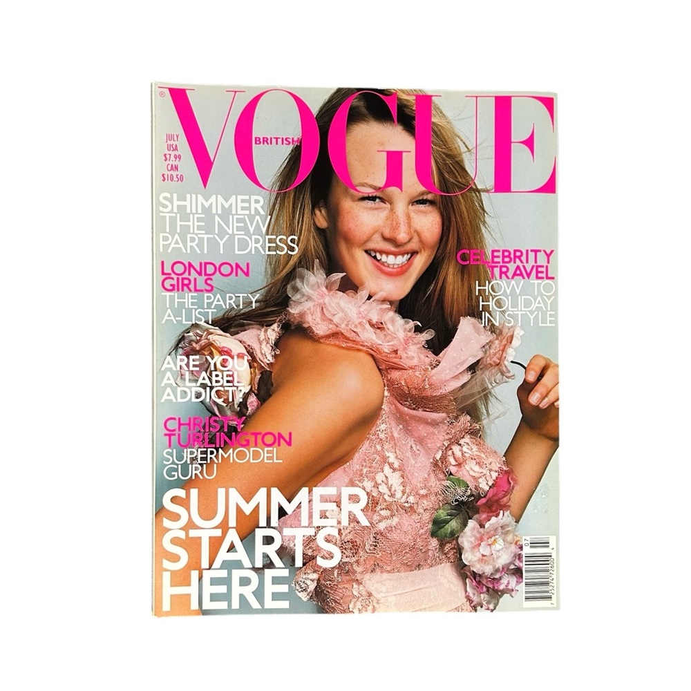Vintage Y2K British VOGUE Magazine July 2000 Fashion Model Amy Lemons Cover
